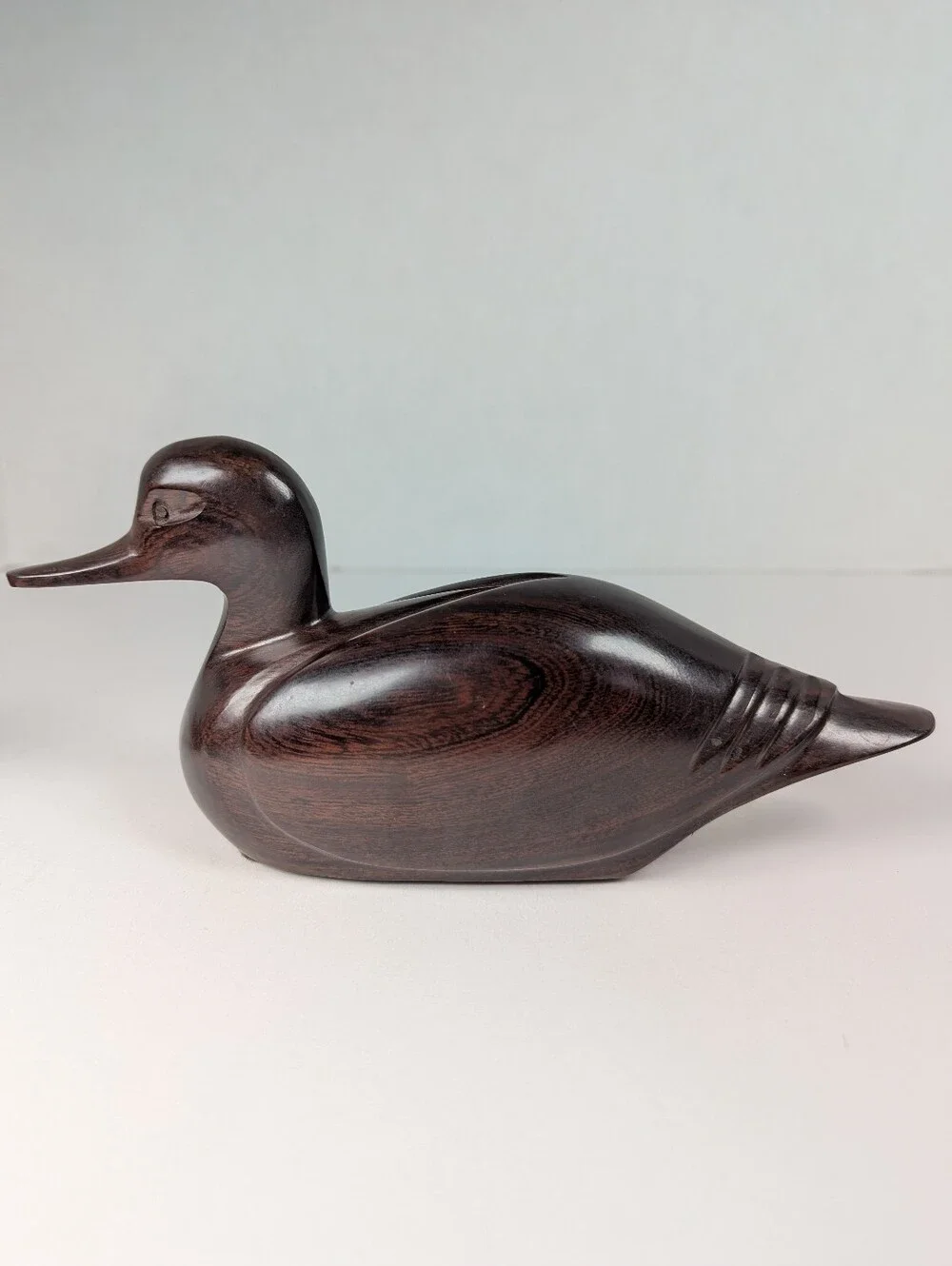 Vintage Set of 3 Carved Wooden Ducks Dark Hardwood Chinese 9